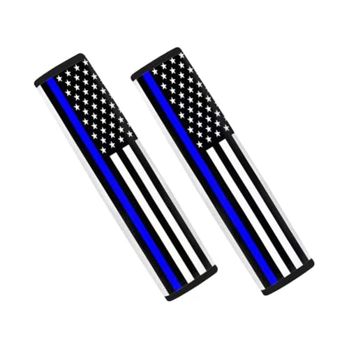 2-Pack USA Flag Thin Blue Line Car Seat Belt Pads – Premium Soft Fabric, Comfortable and Supportive – Ideal for Cars, Trucks, SUVs – Show Your Support for Law Enforcement