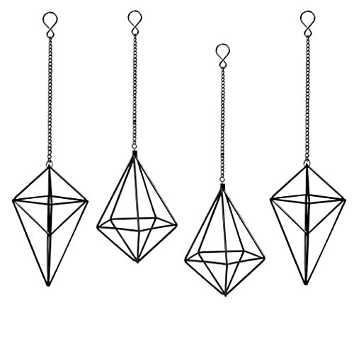 ZOOELAY Hanging Air Plants Holders Black Airplants Plant Hanger Metal Geometric Inoor Planter Holder Air Ferns Display Rack with Chain 4Pcs …