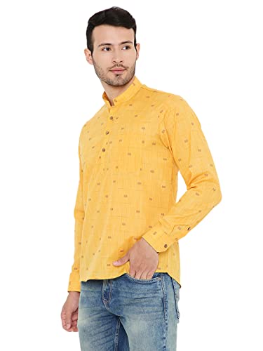 Image of Maharaja Linen Regular Short Kurta with Ful Sleeves for Men