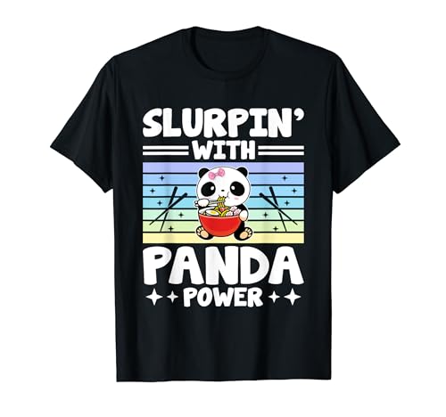 Kawaii Cute Anime Panda Otaku Japanese Ramen Noodles Girl T-Shirt