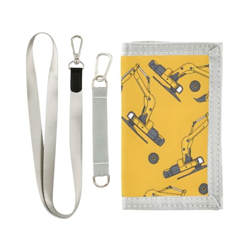 ALAZA Kids Wallets for Boys Girls Toddler Trifold Wallet Children Small Yellow Excavator with Zipper Coin Pocket