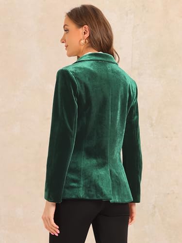 Allegra K Velvet Blazers for Women's Notched Lapel Long Sleeve Double Breasted Blazer Jacket3