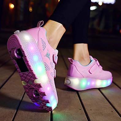Nsasy Kids Roller Shoes Boy Girl Sneakers with Wheels Become Sport Sneaker with Led for Christmas Birthday Children Show Gift