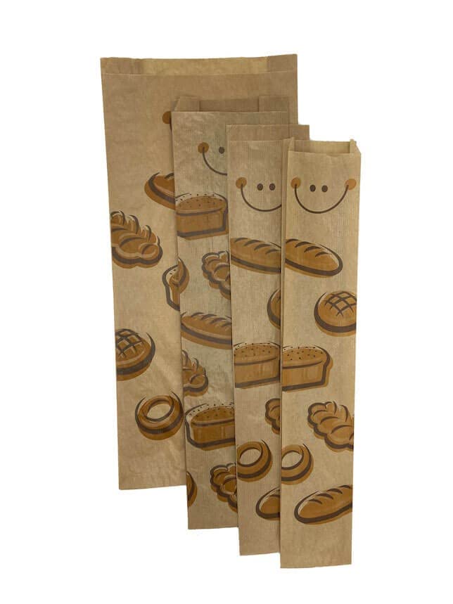BALSAT Bolsa Papel Kraft Panaderia Varios Tamaños, Impresa con estampado Generico de Panaderia, Bolsas para panaderia (18x51 cm (2 Barras normales) x 1000 ud.)