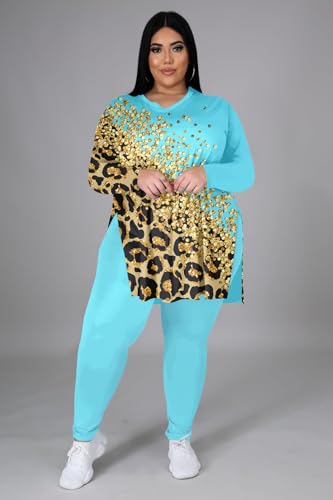 Women's Plus Size Two Piece Outfits Loungewear Sets Long Sleeve Oversized Tshirts Sweatpants Sweatsuits Sets2