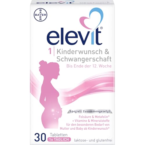 Elevit 1 | Kinderwunsch und Schwangerschaft | hochdosierte Folsäure & Metafolin | weltweite Nr. 1 der Schwangerschaftsvitamine | 30 Tabletten