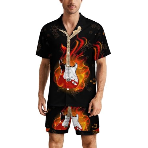 Nugier Men Milk Silk Pajama Set Short Sleeve Satin PJs 2 Piece Shirt & Short (S-3XL)