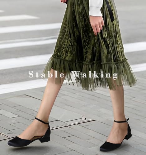Image of Ankis Round Closed Toe Heels for Women, Low Block Heel Dress Shoes
