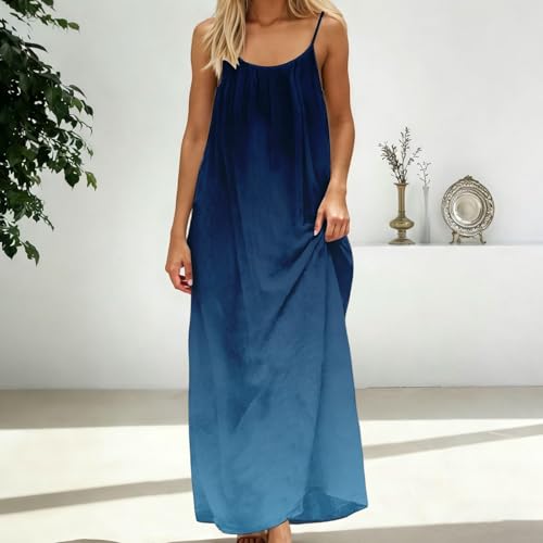 Image of HTHLVMD Backless Cami Dress Summer Dresses for Women 2026 Spaghetti Strap Dresses Womens Solid Color Backless Cami Dress