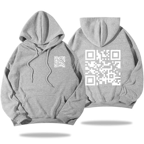 Funny Fu Qr Code Hoodie, Fu Qr Code Sweatshirt, Qr Scan Code Joke Funny Hoodie Unisex (Light Gray2,M)