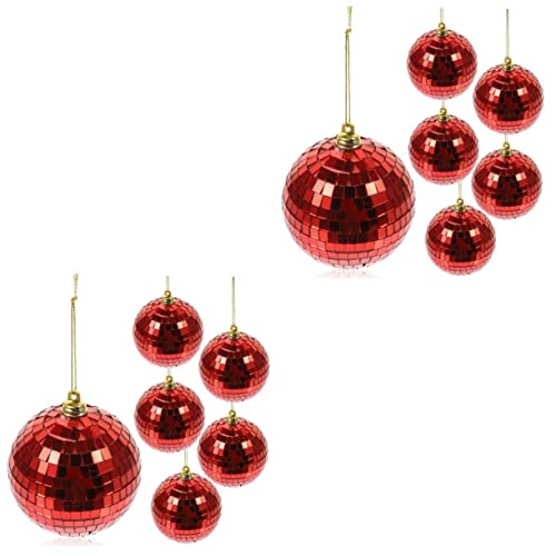 Vaguelly 12 Pçs Espelho Bola Reflexiva Enfeites De Espelho De Árvore De Natal Enfeites De Natal Verm