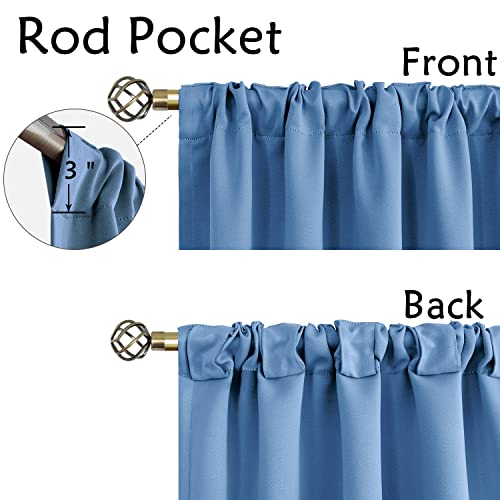 Bgment Rod Pocket And Back Tab Blackout Curtains For Bedroom - Thermal Insulated Room Darkening Curtains For Living Room, 2 Window Curtain Panels ( 42 X 84 Inch, Faded Denim) #TOP2
