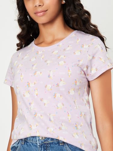 Image of Max Girl's Cotton Regular Fit Graphic Printed T-Shirt - Pack of 3