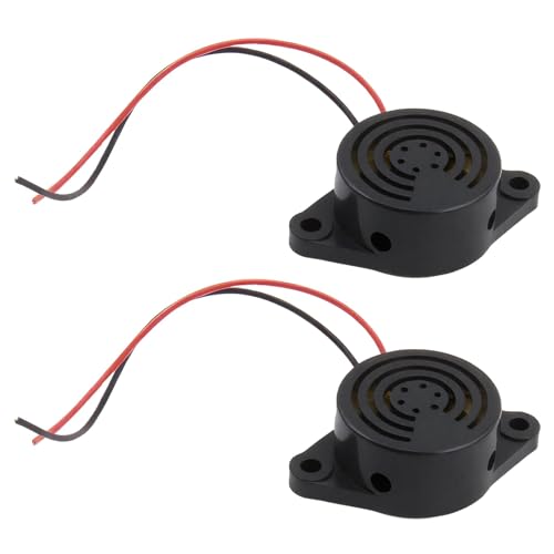 2 Piezas Zumbador Electrónico DC 3-24V 95 dB, Zumbadores Electrónicos Piezoeléctricos con Cables Cables Activa Sonido Continuo Pitido para Fotocopiadoras Alarma Coche Juguetes Electrónicos