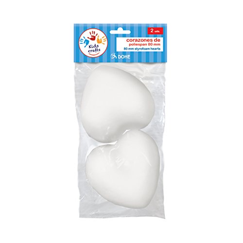Dohe 18117 - Pack de 2 corazones de poliespan, 80 mm