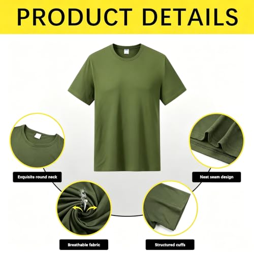 Image of ORJ 2 Pack Men t Shirts Crew Neck Short Sleeve Men's Undershirt Plain Polyester tee Bulk Stretch Soft Tees