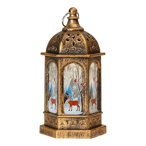 Streysisl Farol de Navidad, luz nocturna de castillo, decoraciones de Navidad, decoraciones de fiesta vintage para mesa, granja, estante, chimenea, escritorio, sala de estar, dormitorio, patio, jardín
