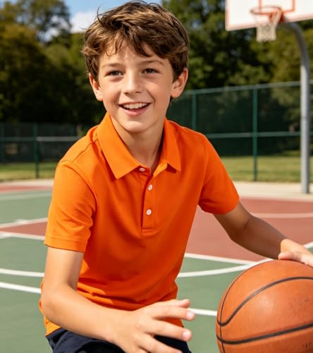 Image of uideazone Boys Polo Shirts Dry Fit Performance Golf Short Sleeve Casual School Uniform Size 5-14