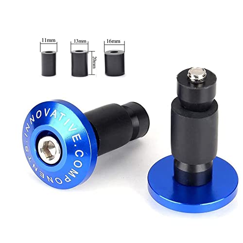 BOYISEN Topes de Manillar Moto Manillar Perillas Aluminio Ajustar agarres de 7/8"con 3 adaptadores de tamaño para Honda Kawasaki Suzuki Yamaha BMW Ducati (Azul) Cover