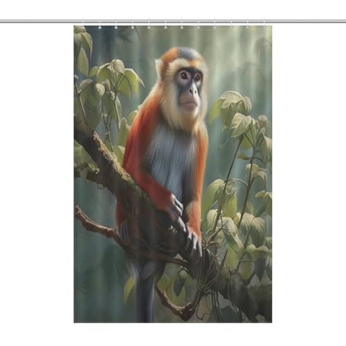 Rideau de douche singe imperméable en polyester lavable 122x183cm pour baignoire