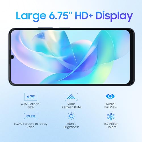 Blackview COLOR 8 Unlocked Cell Phones, 16GB+256GB/SD 2TB Camera Android Phone, 50MP Smart Phone, 6000mAh+18W, 6.75" HD+ 90Hz Diaplay, 3 Card Slots, 4G Dual SIM Phone, Fingerprint, 3.5mm Earphone Jack - Image 5
