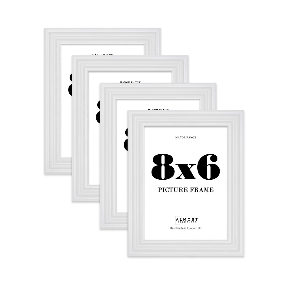 8x6 Picture Frame, Display 8x6 Pictures (20.3 x 15.2cm) - Ice White Vintage 42mm Edge Antique-Inspired Home Accessories - 4 Pack — image 1