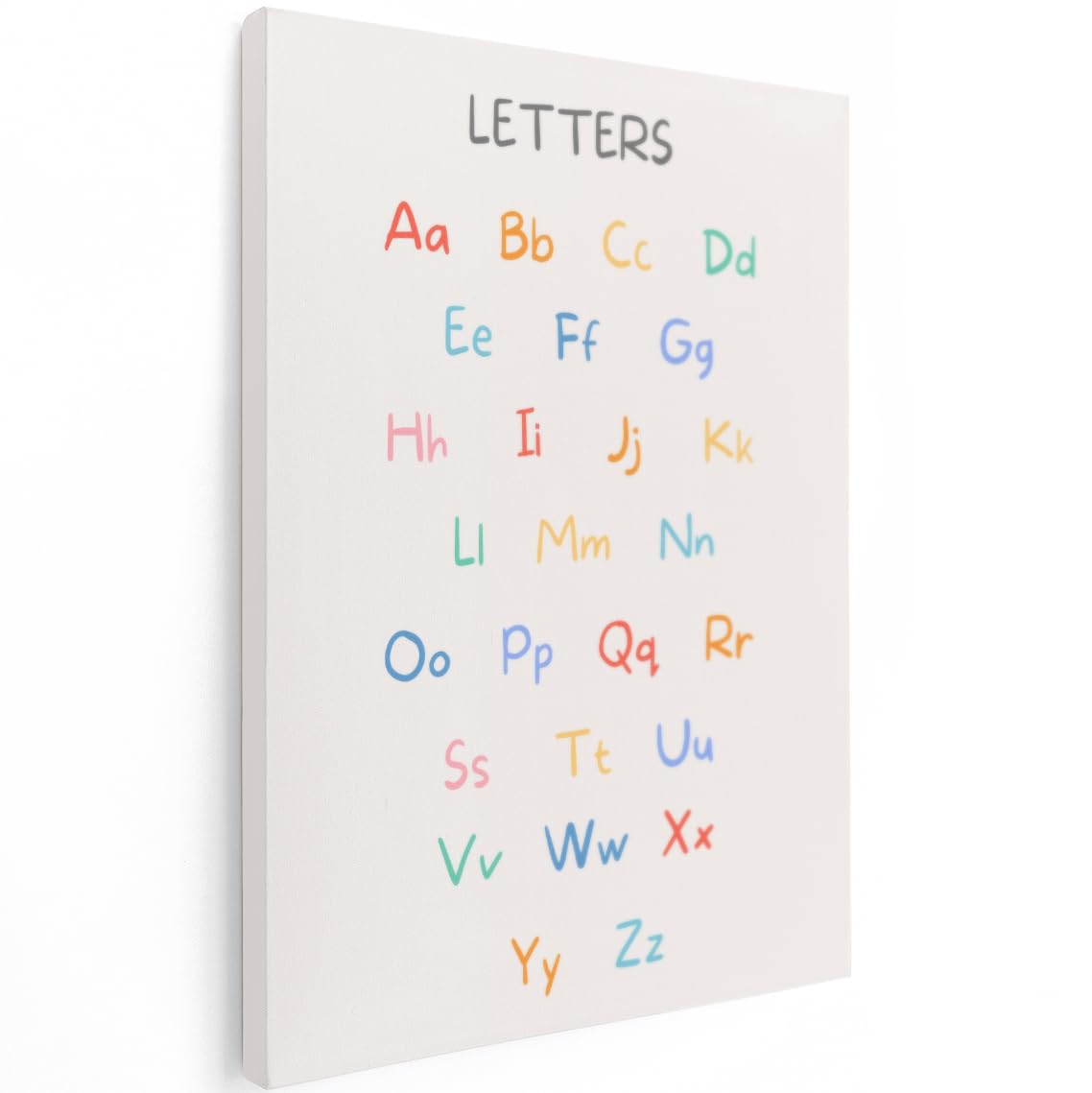 Artaza Leinwand Bilder Alphabet Buchstaben - 60x80 cm - Wanddeko Kinderzimmer - Wandbilder Lernposter - Bunte Deko