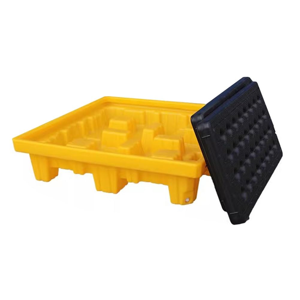 QUSYZD Modular Spill Platform - Anti-Leakage Containment Tray, Heavy-Duty Plastic Pallet, 17 Styles, 130x68x30cm, Ideal for Industrial & Chemical Storage Solutions,Yellow-33.5 * 33.5 * 5.5cm
