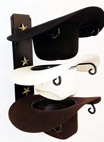 Cowboy Hat Holder Black with Gold Stars