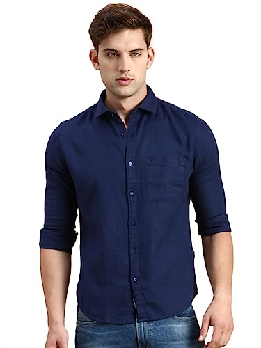 Image of SHOWOFFFF Men Solid Casual Shirt | Spread Collar Full Sleeves Cotton Shirt for Mens | Slim Fit Regular Length Shirt for Men's