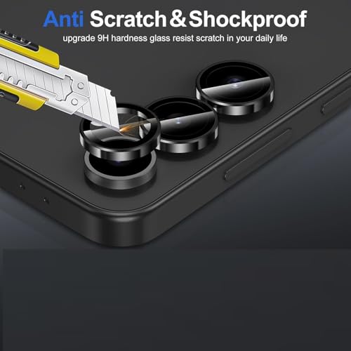 Image of Skinomi Camera Lens Protector Compatible with Samsung Galaxy S24 Plus [Anti-Scratch] Premium Tempered Glass Film Aluminum Alloy Lens Ring Cover- Titanium Black