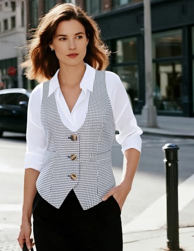 Image of GRACE KARIN Women's Suit Vest Top, Dressy Casual Sleeveless Button Waistcoat, Fromal Steampunk Blazer for Work Office