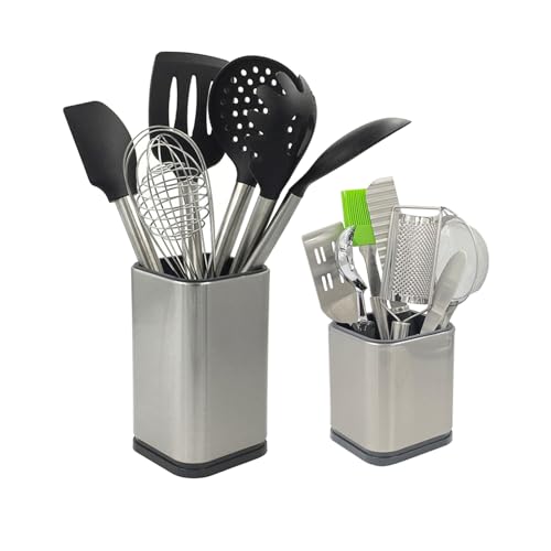 Jesustree 2 Pièces Porte-Ustensiles Cuisine Acier Inoxydable - Boîte Rangement Couverts Argent