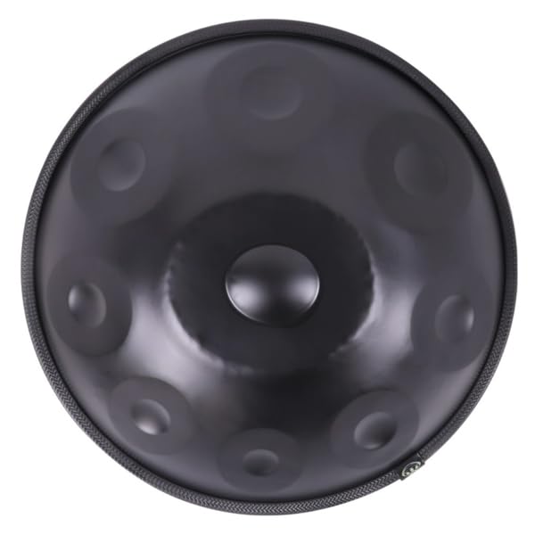9 Ton Handpan Trommel Schwarz D-Moll Stahl mit Zubehör Meditationsinstrument