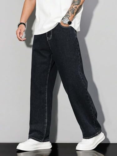 Image of KOTTY Mens Solid|Mid Rise| Coin Pocket|Button|Ankle Length|Loose Fit|5 Pocket Jeans for Mens