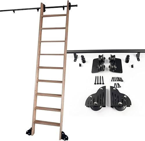 Kit de fixation pour échelle de bibliothèque et rail de roulement noir mat - 2