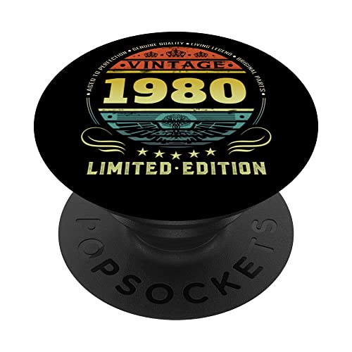 Vintage 1980 Edición Limitada 1980 Pop Socket 1980 Cumpleaños PopSockets PopGrip Intercambiable