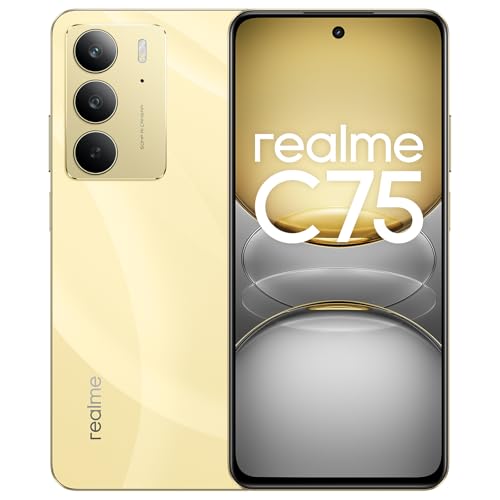 realme C75 4G Smartphone, Pantalla FHD de 6.72'', Batería de 6000mAh, Celular de 8+256GB, Cámara AI de 50MP, Resistencia al Agua y al Polvo IP69, Chipset Helio G92 MAX, Oro, Sin Adaptador