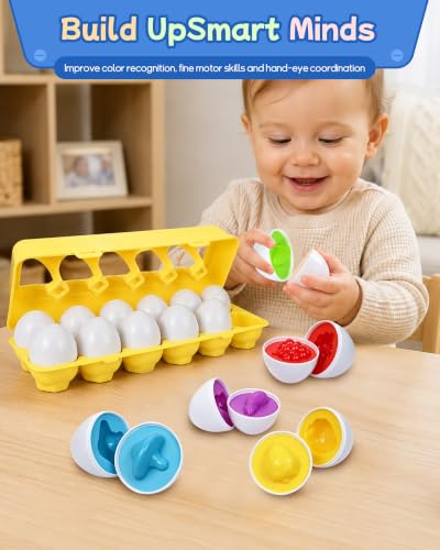 Image of Tinabless Matching Eggs, Fruit and Vegetable Matching Toy for Toddlers 1-3 | Fruit & Vegetable Recognition, Matching Skills, Fine Motor Practice, Learning Puzzle for Toddlers 18 Months+