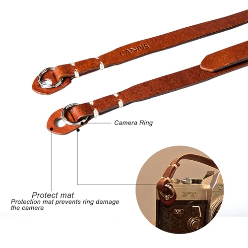 Correa larga de piel para cámara DSLR ajustable compatible con Sony Fujifilm y SLR 3
