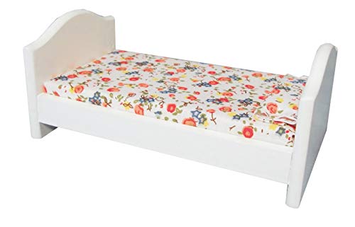 Melody Jane Dolls Houses Dollhouse Small White Single Bed Child's Nursery Bedroom Furniture