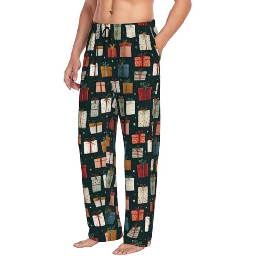 Gift Wrap Mens Pajama Pants Cozy Lounge Baggy Lightweight Pj Pants Lounge Bottoms With Elastic Waist2