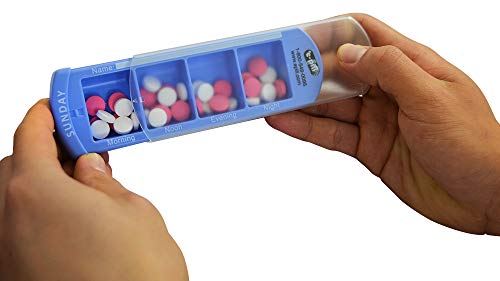 e-Pill 4 Times a Day x 7 Day Large Weekly Pill Organizer, Vitamin and Medicine Pillbox - with Discreet Case