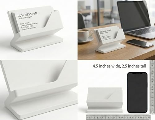 Image of Premium Business Card Holder for Desk | Visiting Card Stand Organizer | Modern Office Desk Card Display | Professional Card Holder for Office, Home & Reception (Daisy White) (Daisy White)