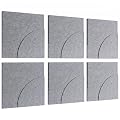 Keemute Large Acoustic Panels, 6-Pack Soundproof Wall Panels 23.6" x 23.6", Sound Absorbing Panels Nano Tape Included, High Density Acoustic Treatment for Recording Studio, Office, Home(Light Gray)