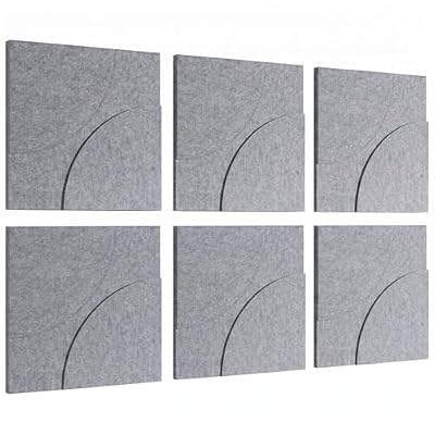 Keemute Large Acoustic Panels, 6-Pack Soundproof Wall Panels 23.6" x 23.6", Sound Absorbing Panels Nano Tape Included, High Density Acoustic Treatment for Recording Studio, Office, Home(Light Gray)