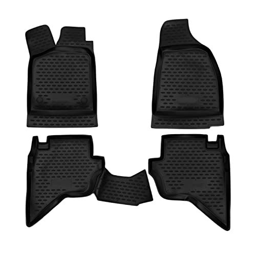 OMAC Floor Mats Fits Ford Ranger 2006-2012 Black/Front & 2nd Row Seat 3D Liner Set/All Weather Custom Fit Heavy Duty/Car SUV Automotive Accessories