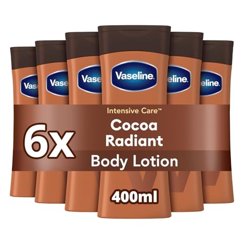 Vaseline Cocoa Radiant Body Lotion Deep Moisturising Body Cream with Vaseline Jelly & 100% Cocoa Butter Repairs Dry Itchy Skin and Restores Natural Glow 6x 400ml