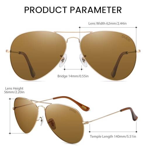 Image of DUCO Classic Aviator Sunglasses for Men Women Retro Polarized Sun Glasses UV400 Protection Driving Fishing 3025
