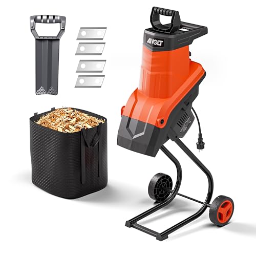 AIVOLT 15-Amp Electric Wood Chipper Shredder, 1.8'' Max Cutting Diameter, 21:1 Reduction Ratio with a 50L Collection Bag,Efficiency Mulcher for Yard Waste and Branches